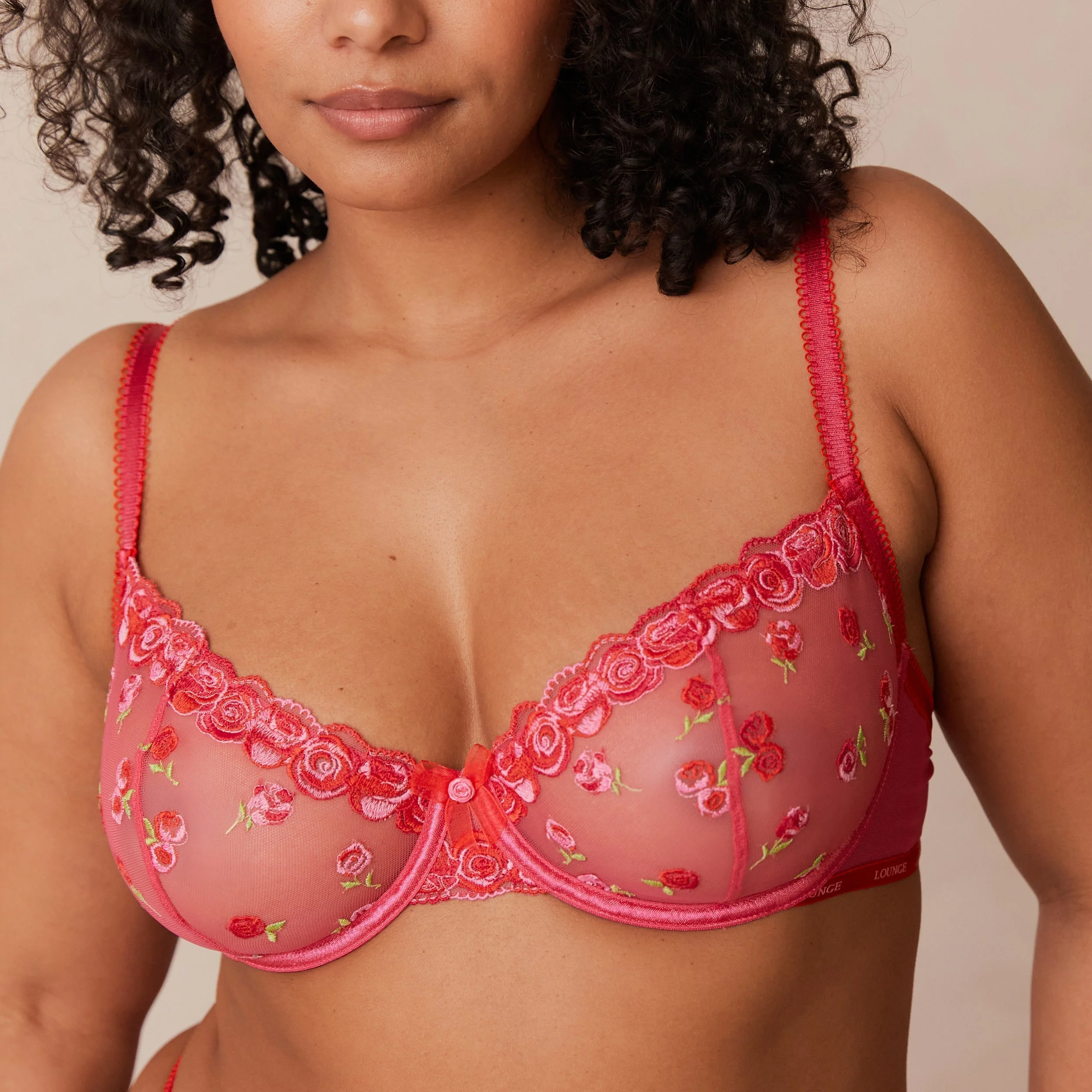 Blush Embroidered Balcony Bra  - Hot Pink - Image 22
