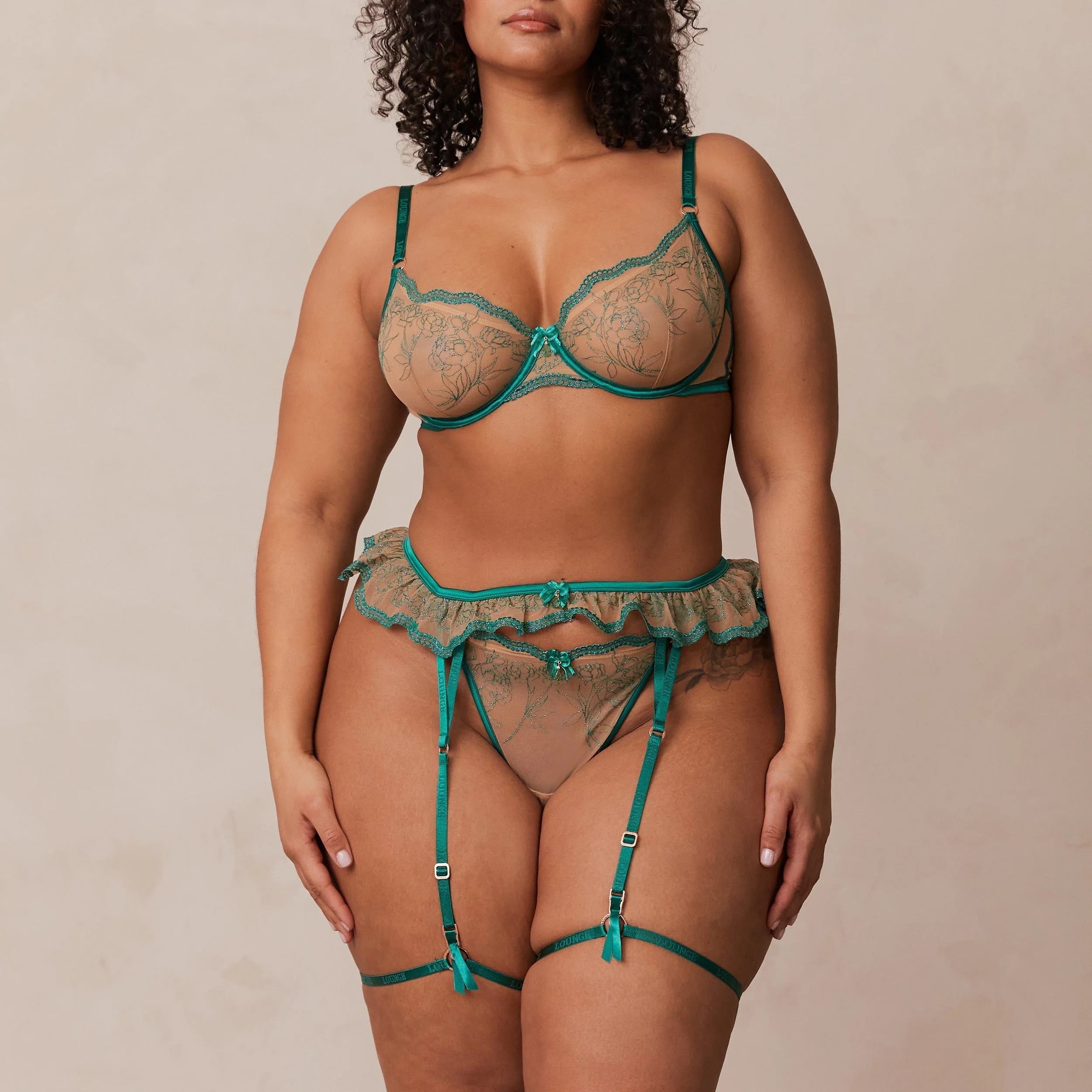 Celine Intimates Thong & Suspender Belt - Green - Image 2