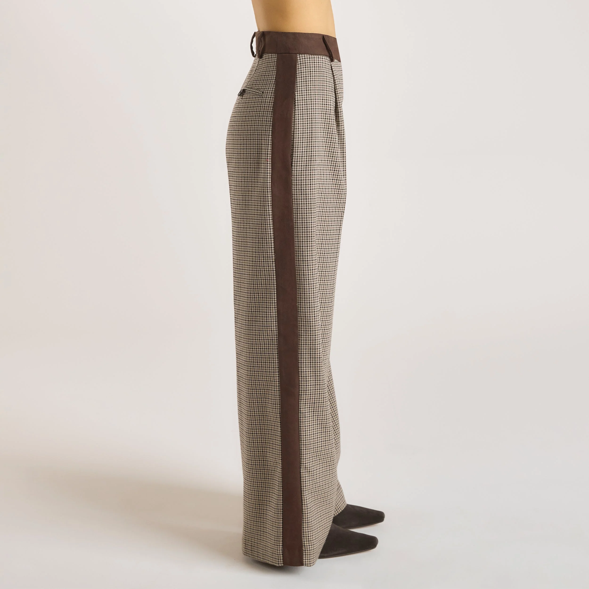 Houndstooth Pants - Brown - Image 3