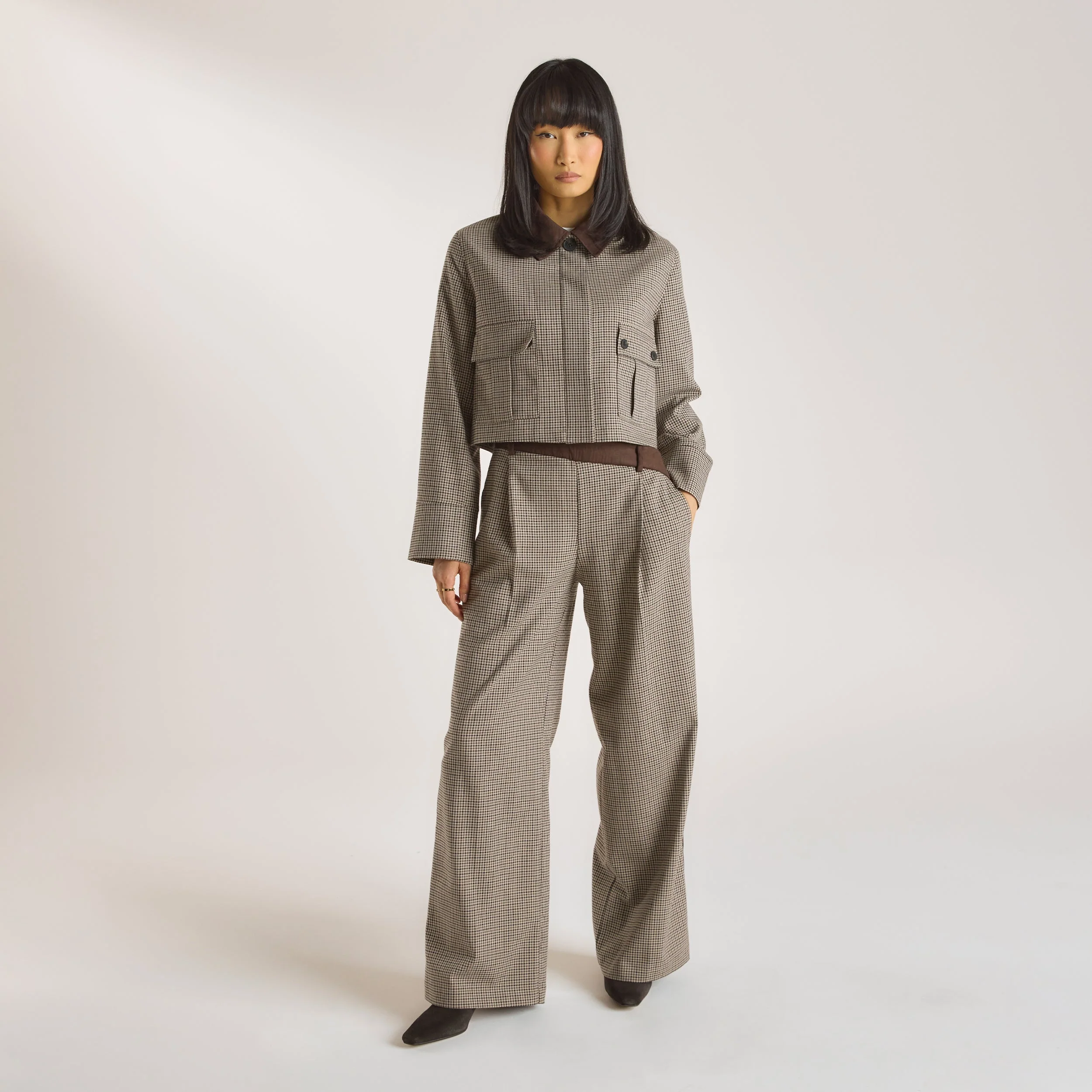 Houndstooth Pants - Brown - Image 5