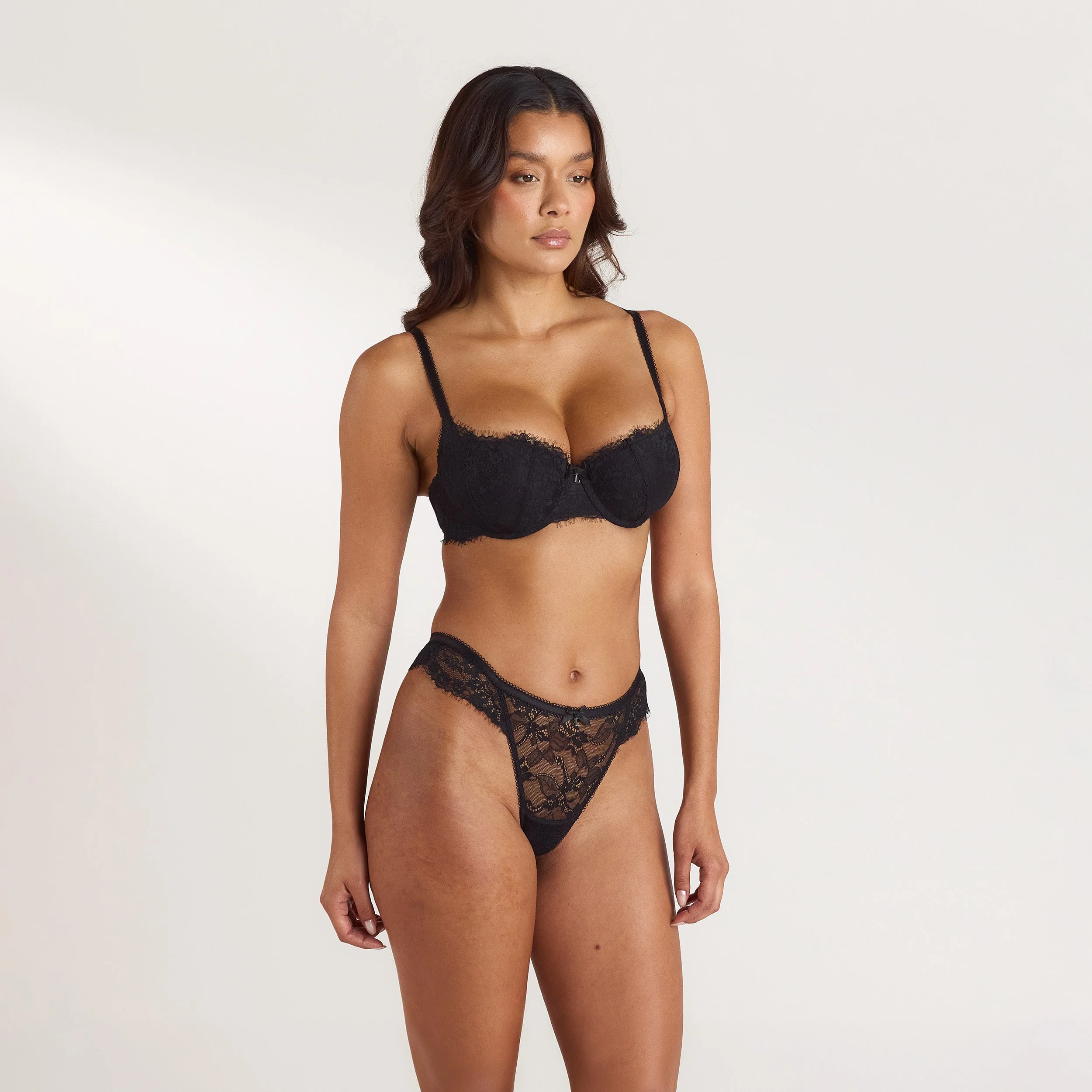 Lace Balconette Extreme Push-Up Bra - Black - Image 6