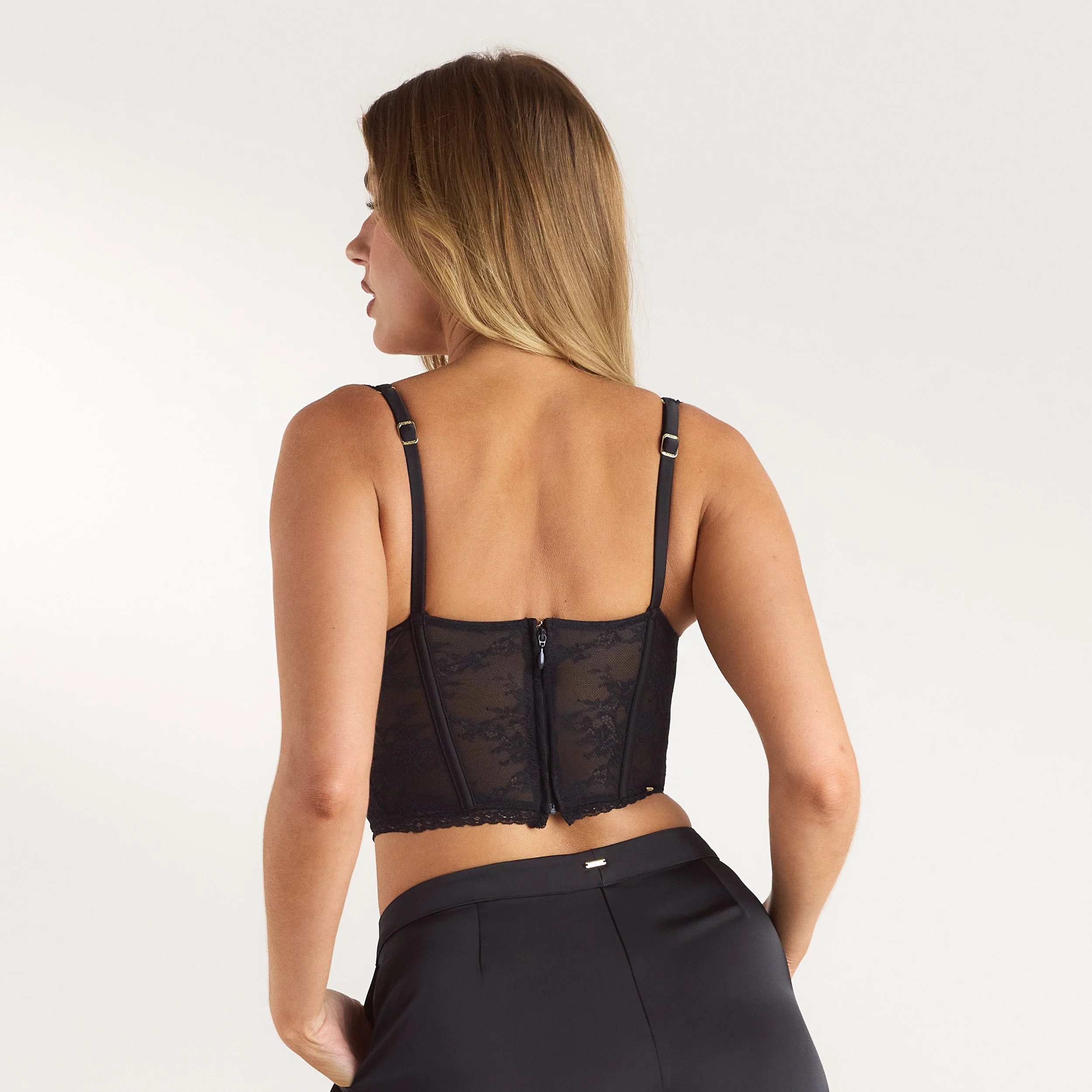 Lace Bralette Top - Black - Image 2