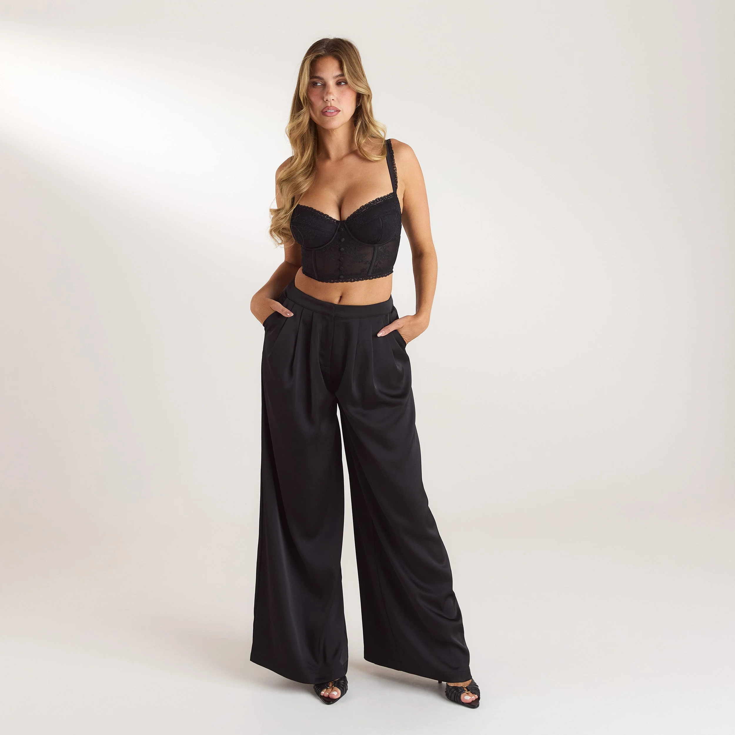 Lace Bralette Top - Black - Image 3