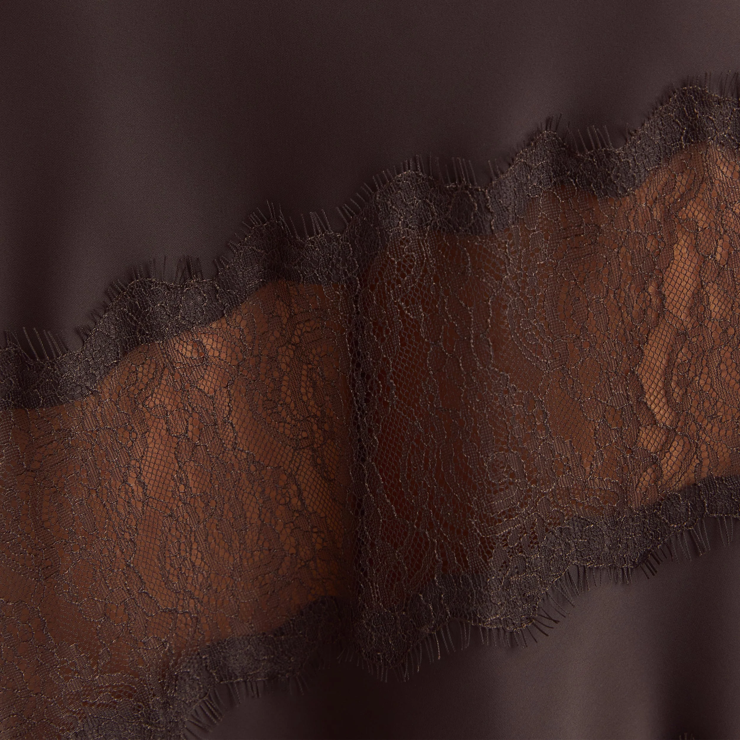 Lace Trim Maxi Skirt - Chocolate - Image 5