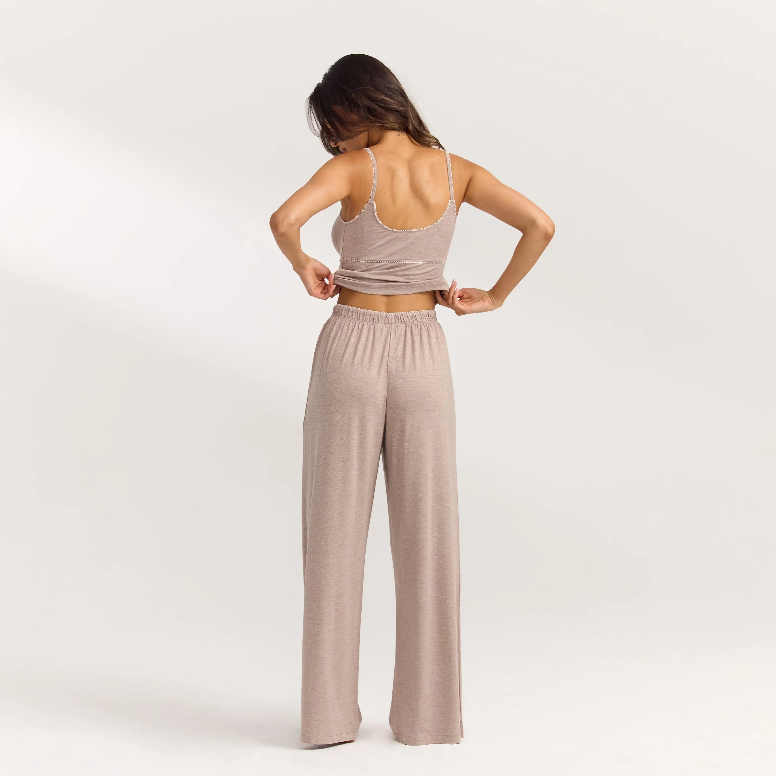 Modal Straight-Leg Pajama Pants - Brown Marl - Image 3