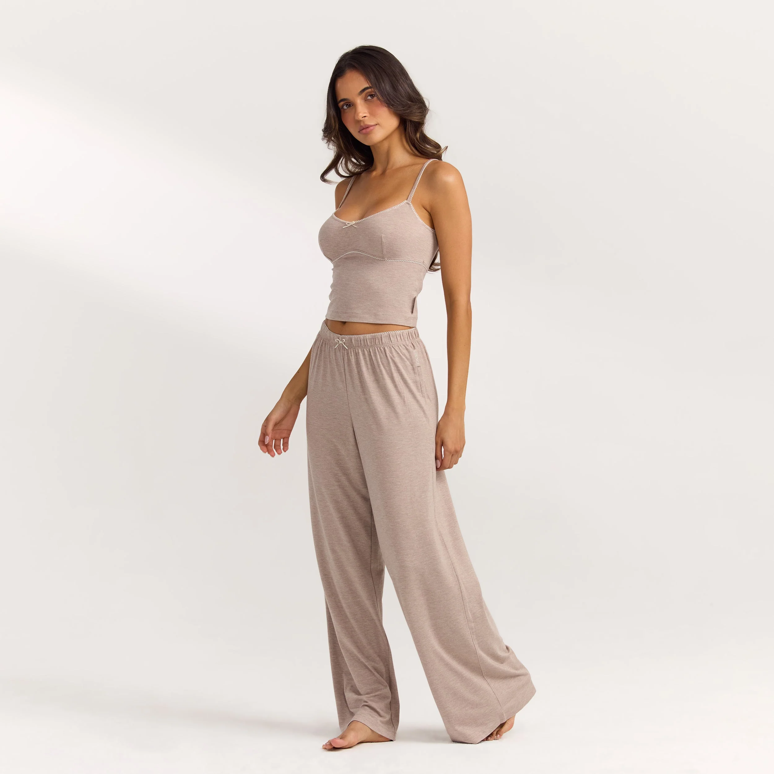 Modal Straight-Leg Pajama Pants - Brown Marl - Image 6