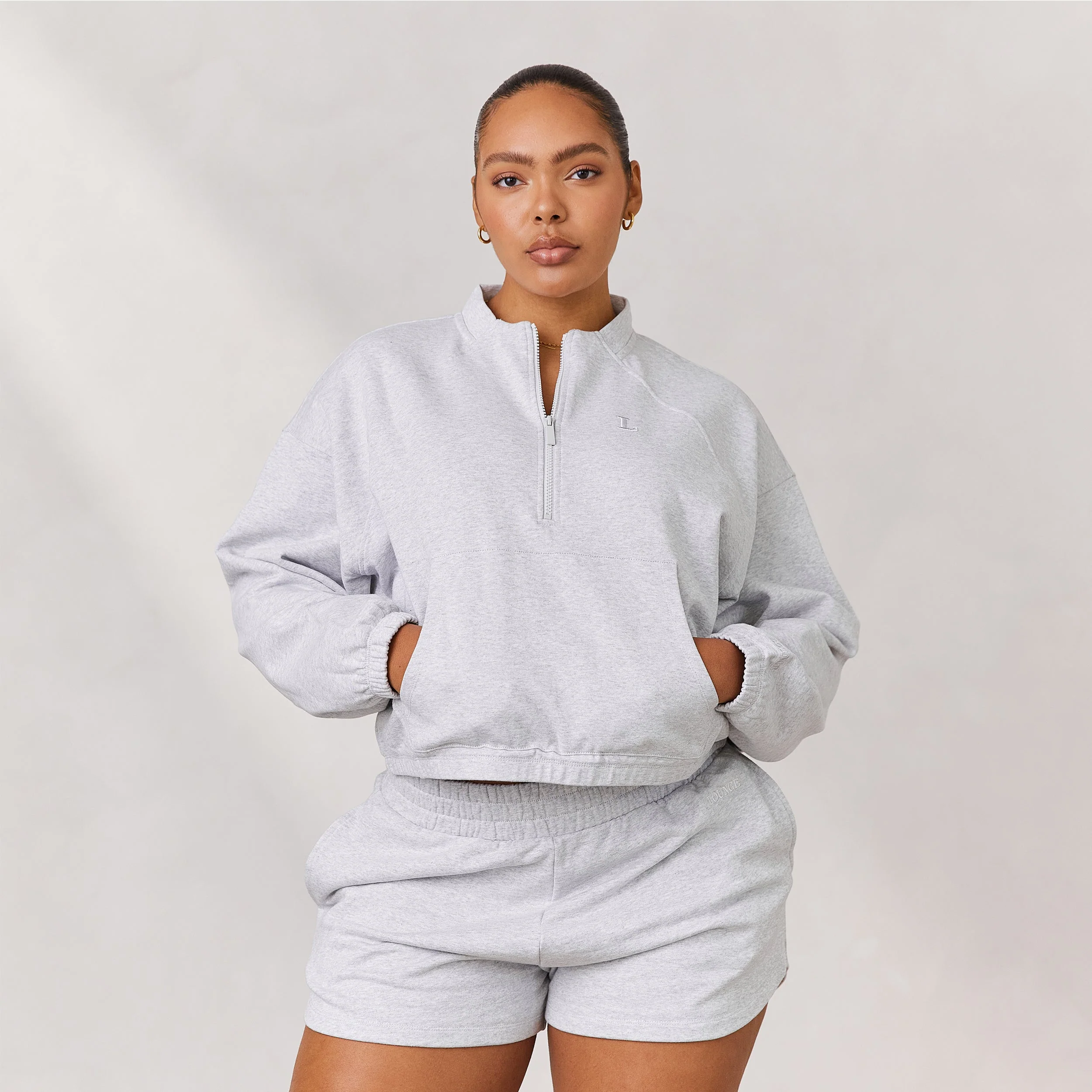 Varsity Quarter Zip Sweater - Frost Melange - Image 3